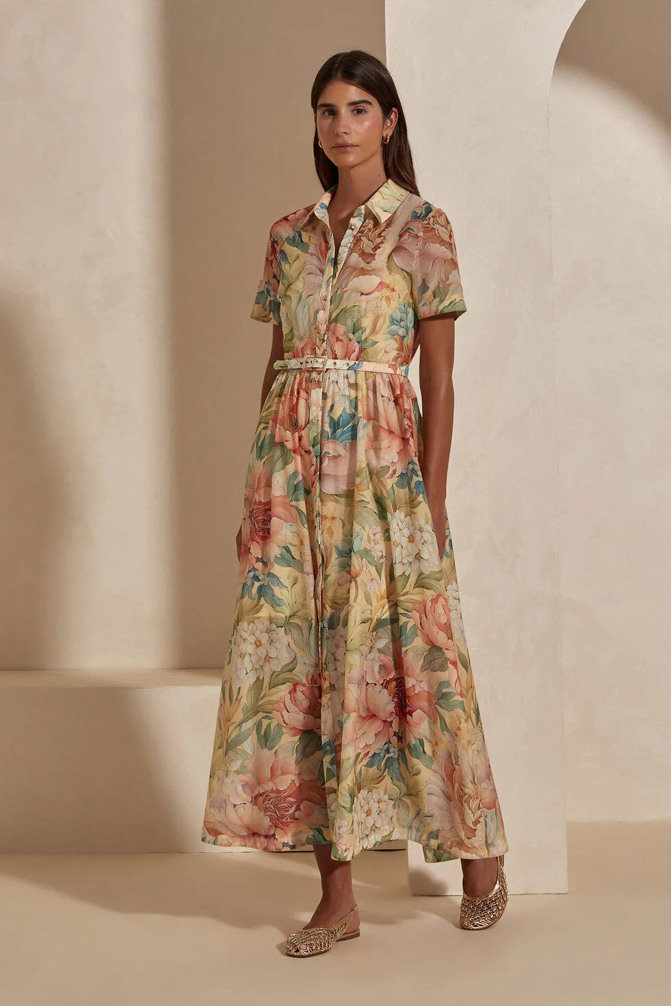 Apricot Blush Fit And Flare Dress