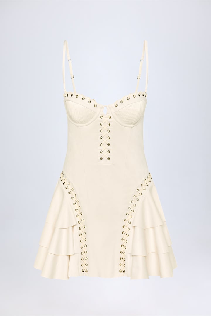 Lace-Up Tiered Corset Mini Dress