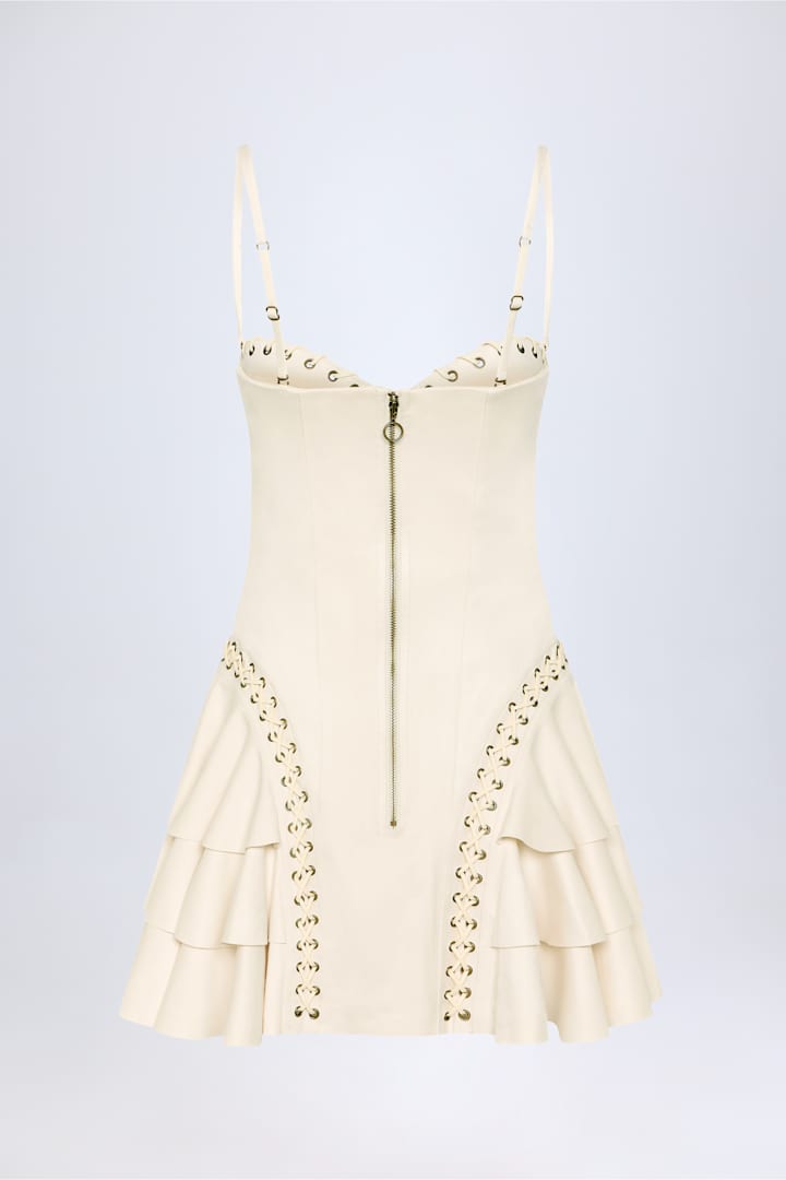 Lace-Up Tiered Corset Mini Dress