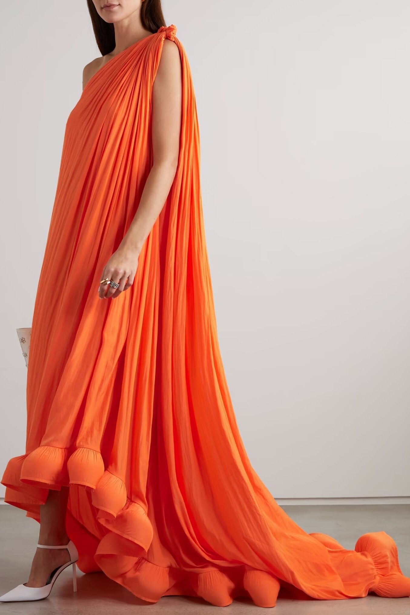 One-Shoulder Ruffled Gown