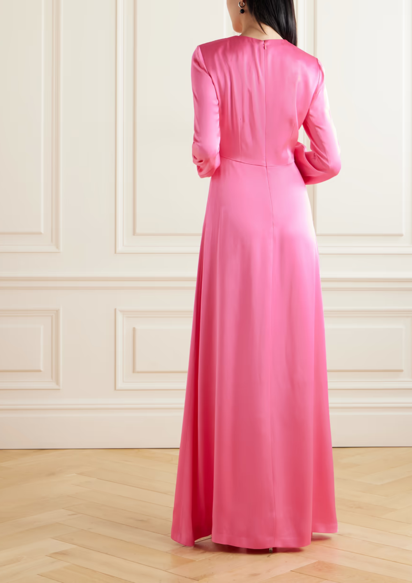 Asymmetric Draped Satin Gown