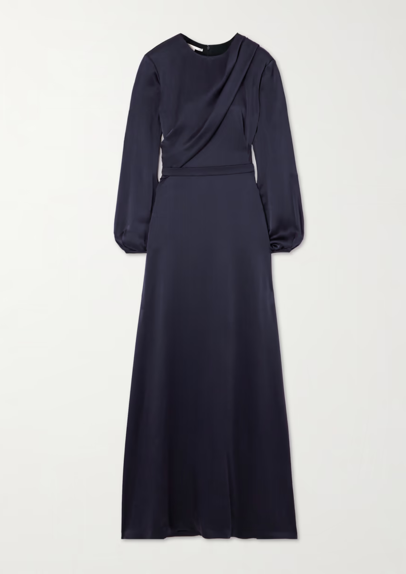 Asymmetric Draped Satin Gown