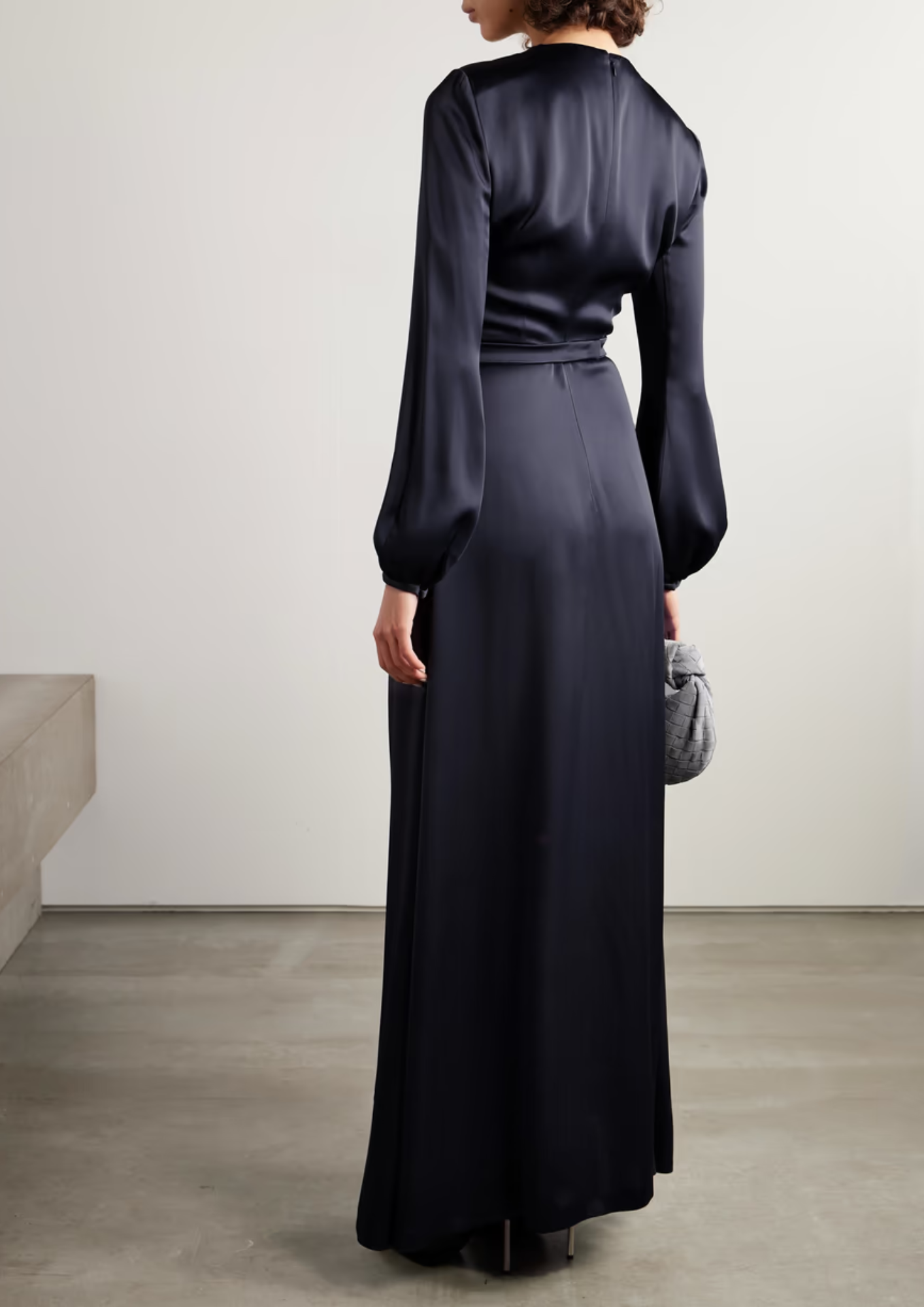 Asymmetric Draped Satin Gown