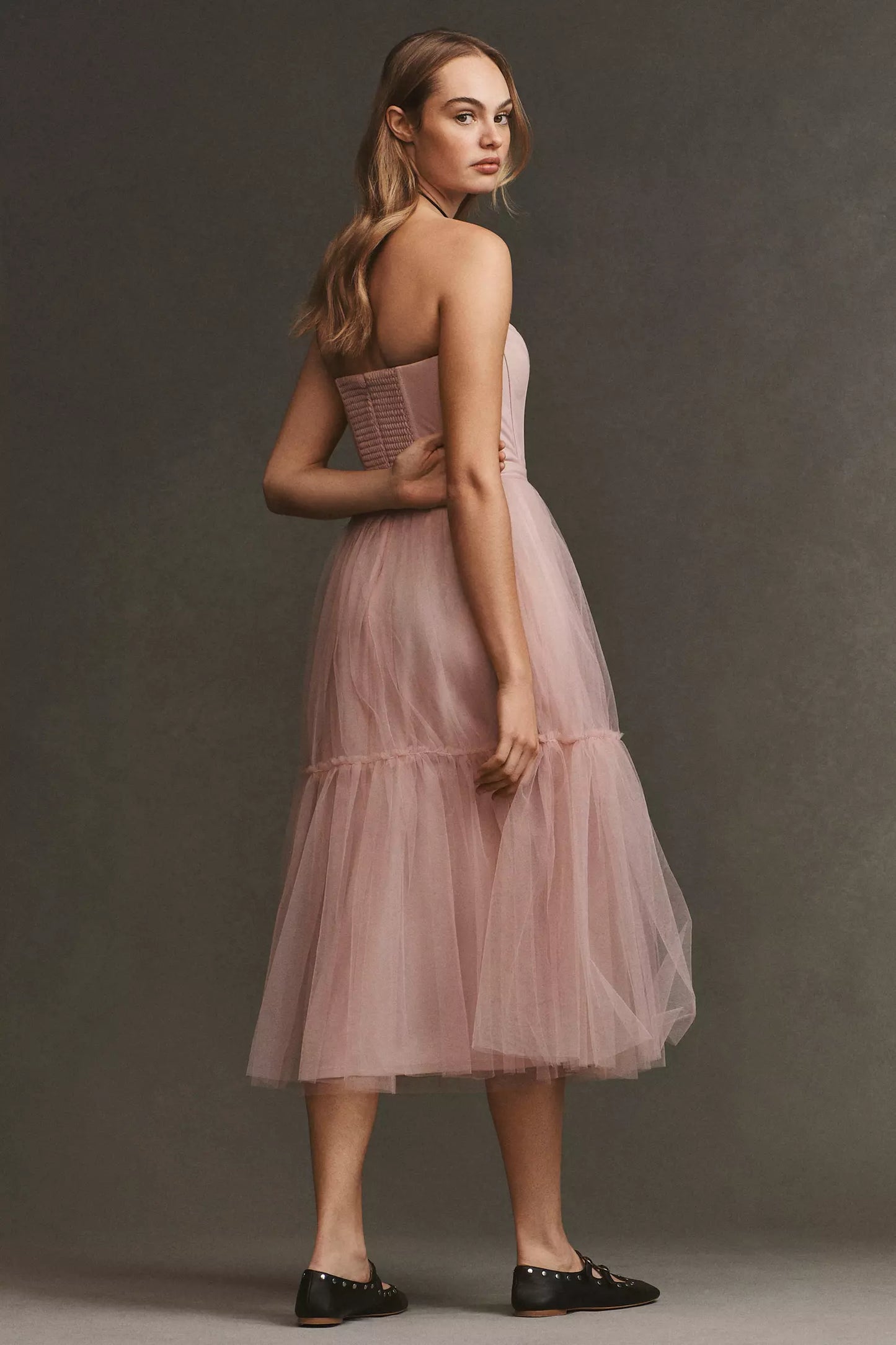 A Line Tulle Midi Dress