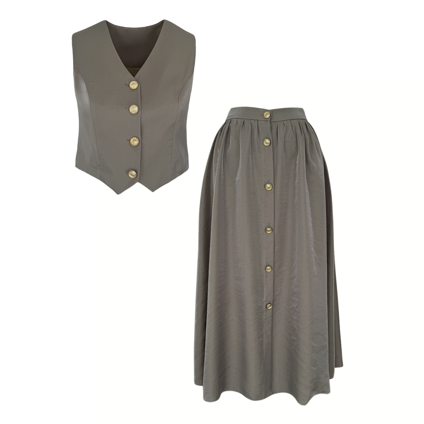 Gold Button Detailed Tencel Set