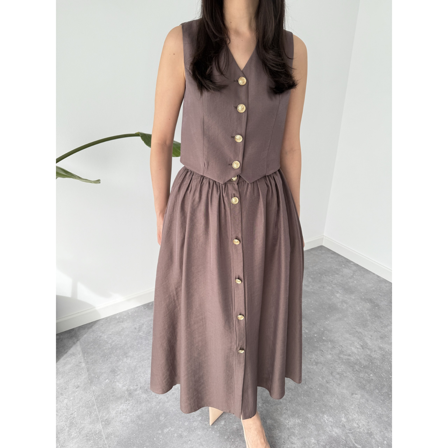 Gold Button Detailed Tencel Set