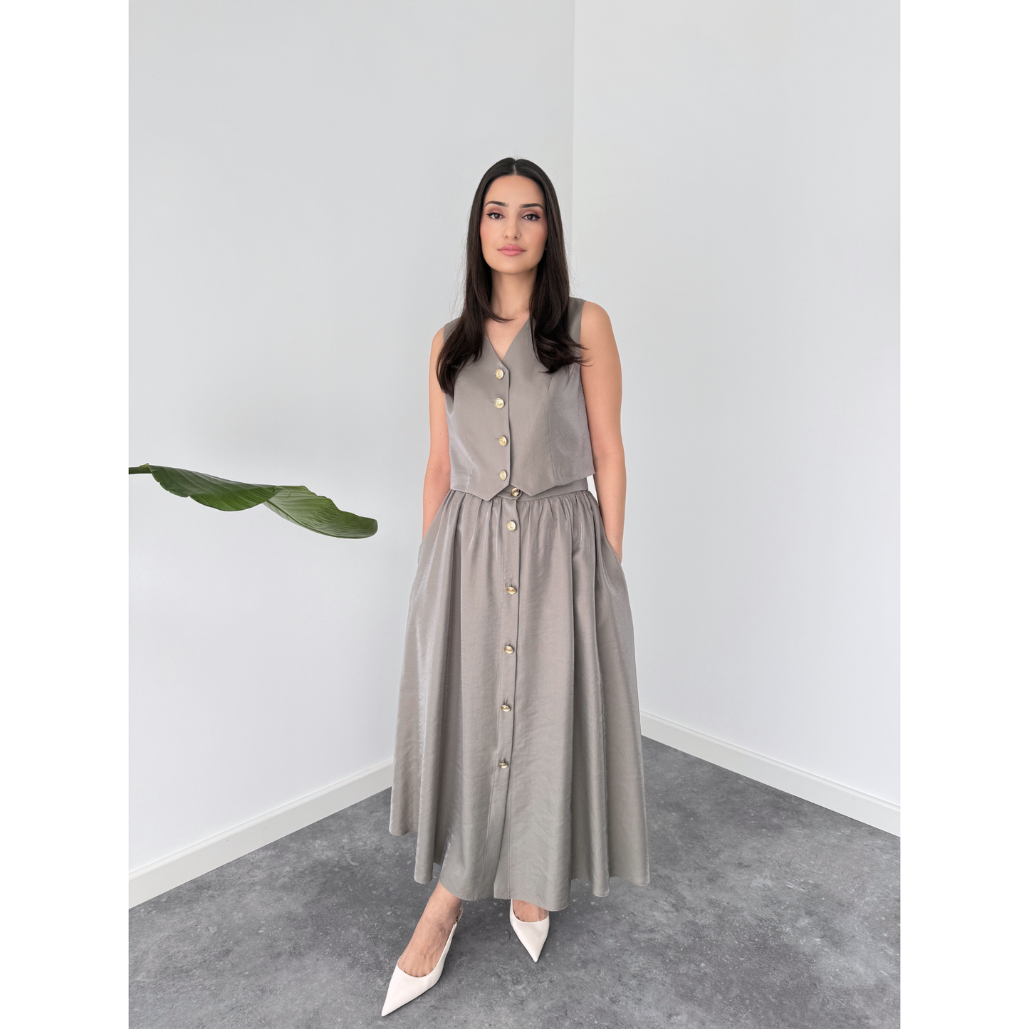 Gold Button Detailed Tencel Set
