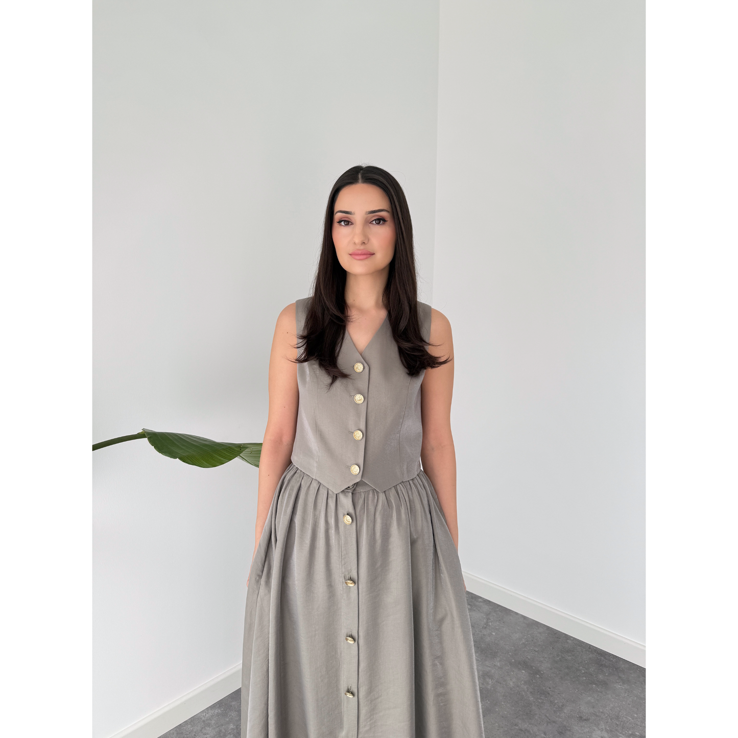Gold Button Detailed Tencel Set