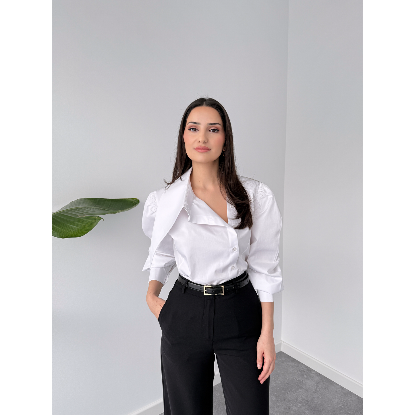 Berry Asymmetric Collar Detailed Shirt