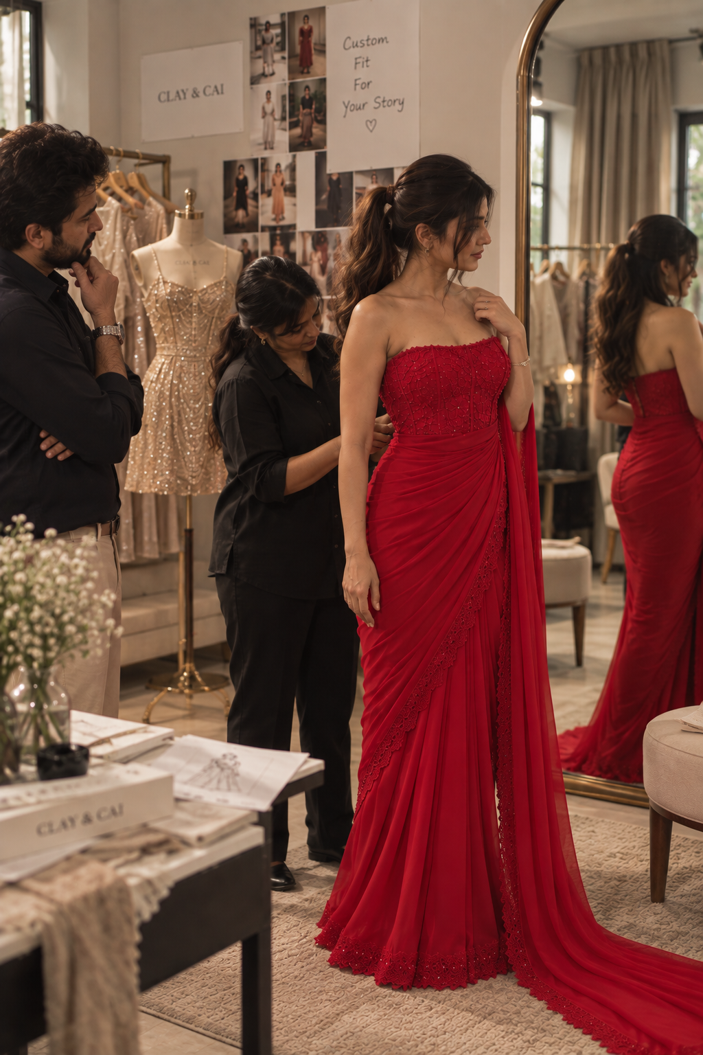Crimson Luxe Draped Saree
