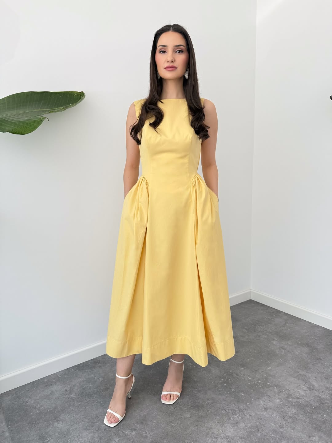 classic flare dress Fit and Flare Long Sleeve Dress in Brown