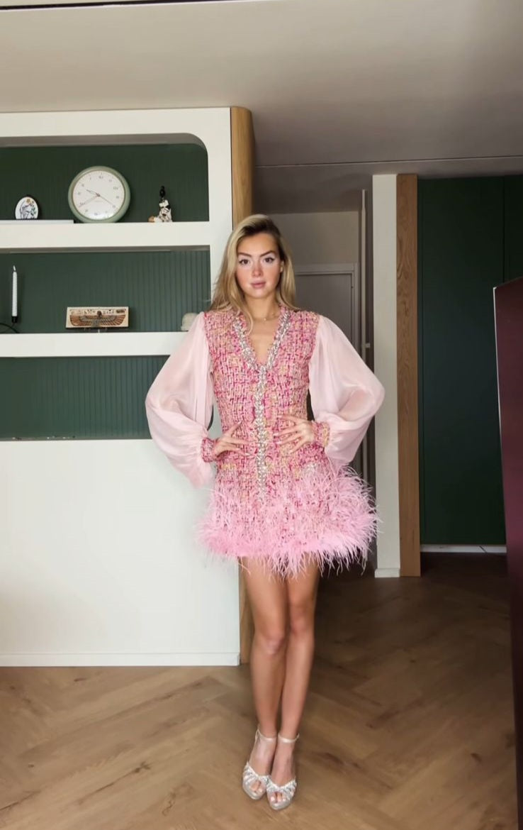 Lumière Feathered Mini Dress