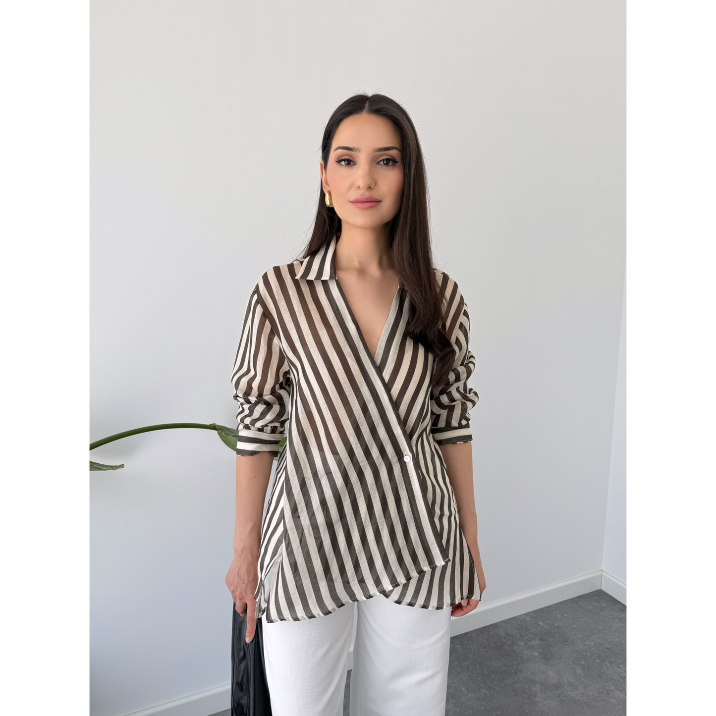 Stria Draped Shirt