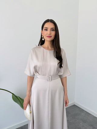 Soft Elegance Belted Dress