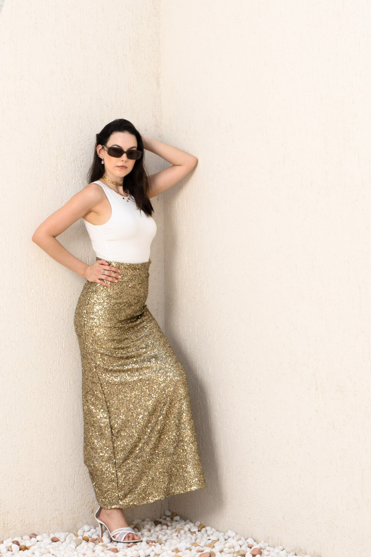 Luxe Gold Sequin Ripple Skirt