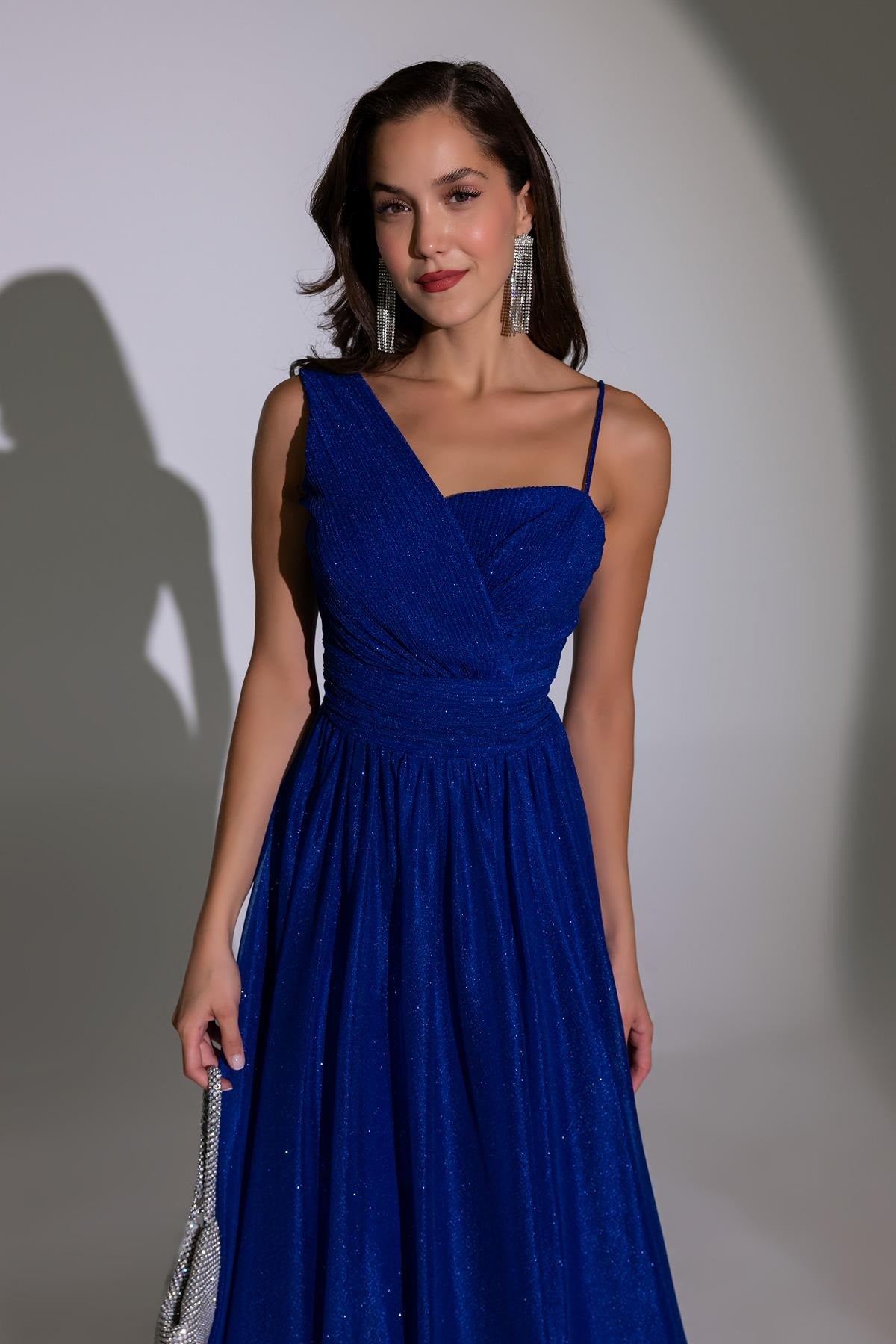 Glittery Tulle Long Evening Dress
