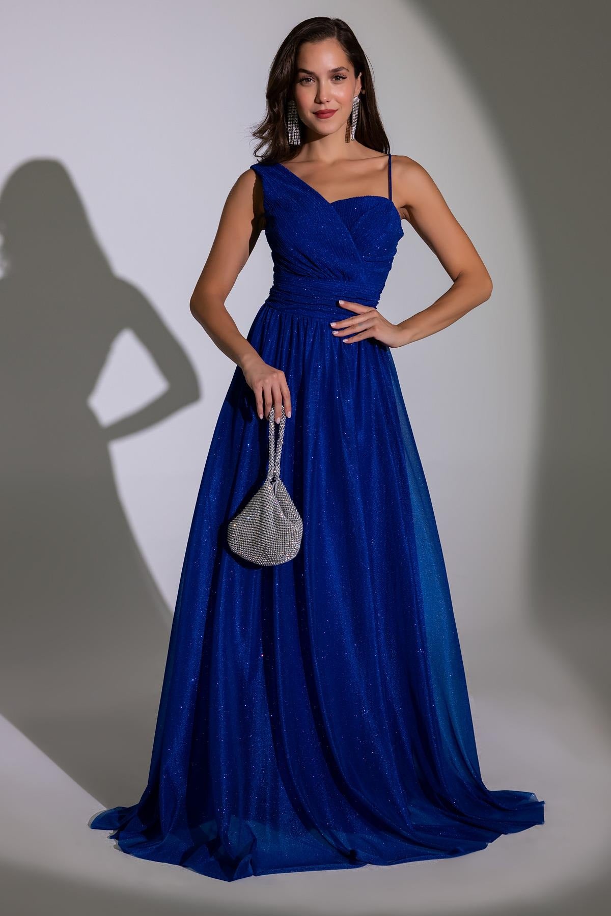 Glittery Tulle Long Evening Dress