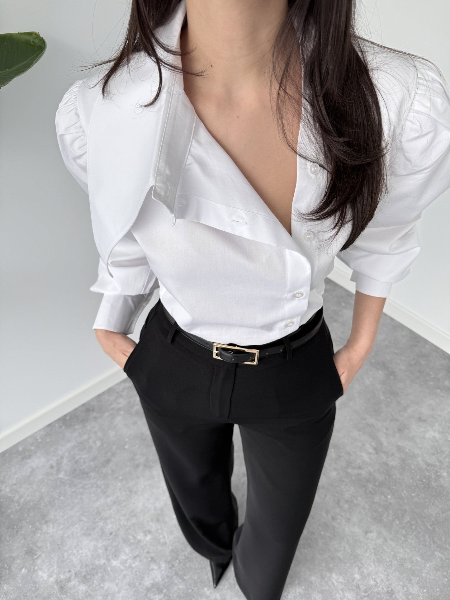 Berry Asymmetric Collar Detailed Shirt