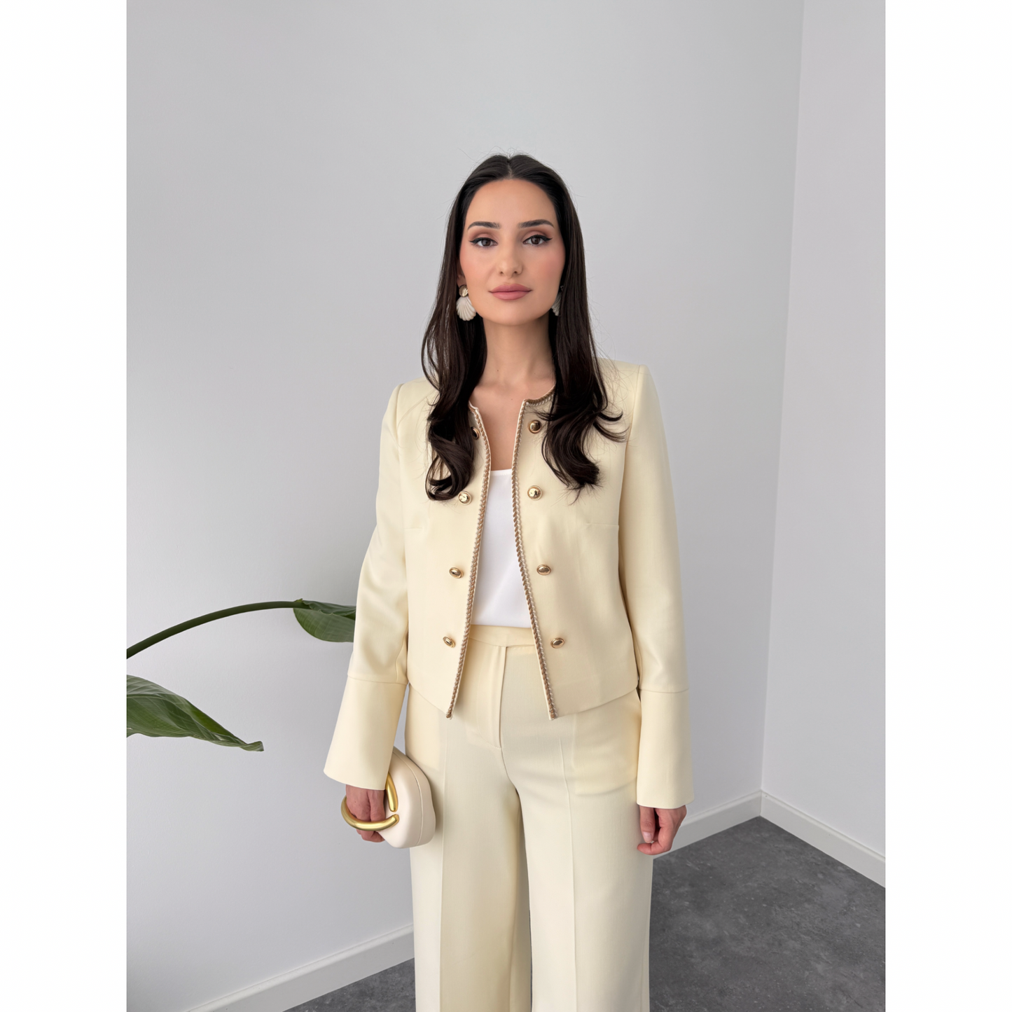 Angela Gold Buttoned Set