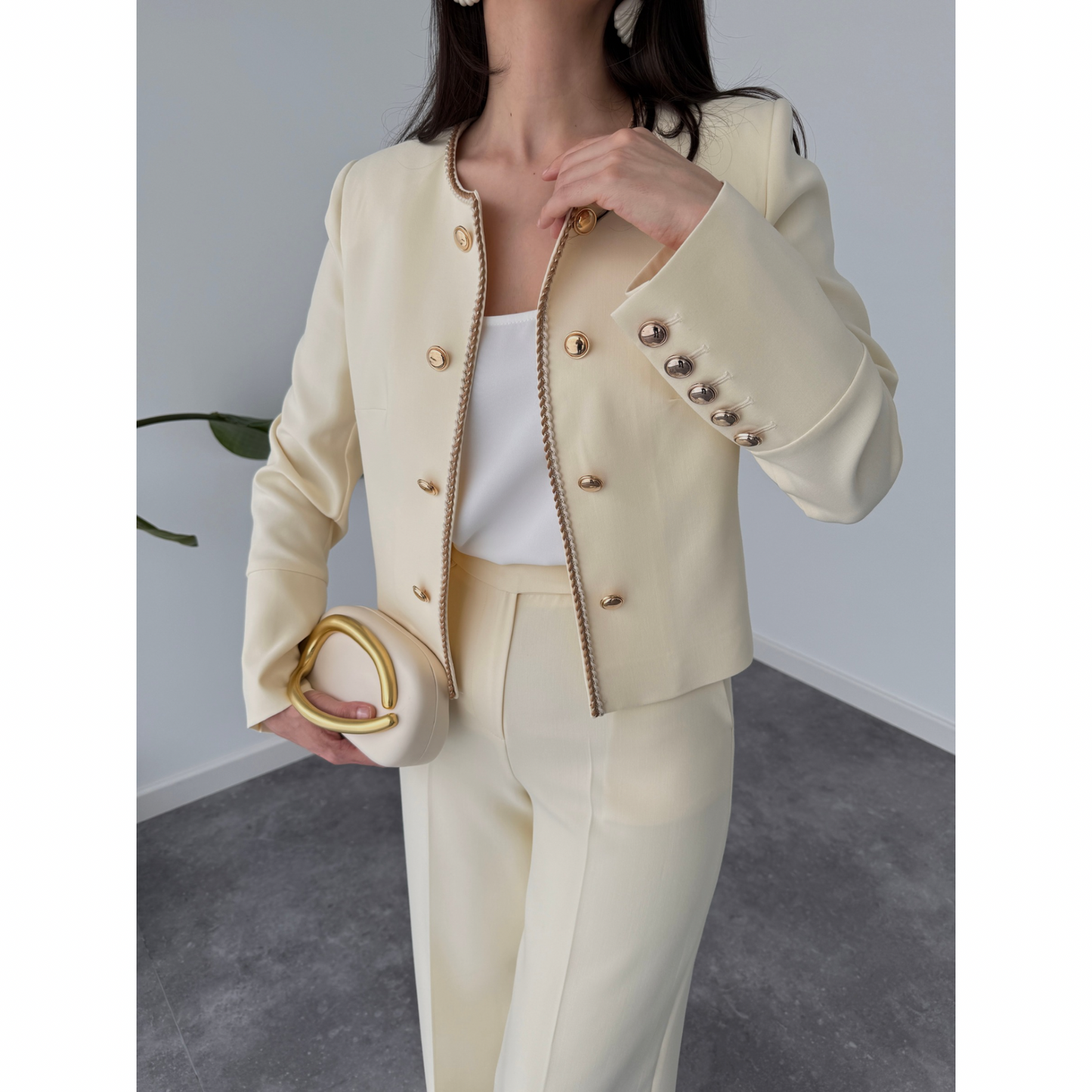 Angela Gold Buttoned Set