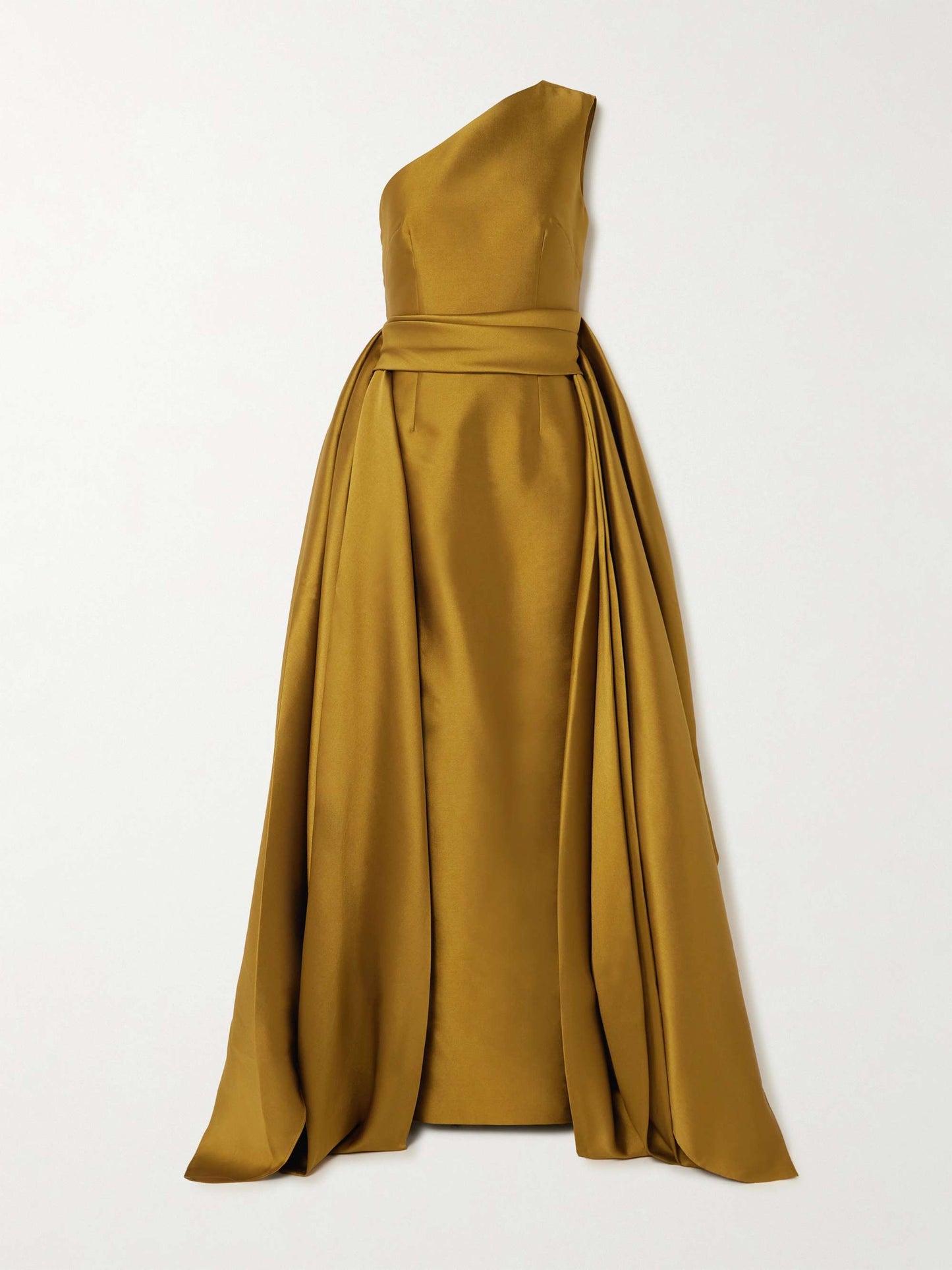The Charo One-Shoulder Draped Twill Dress