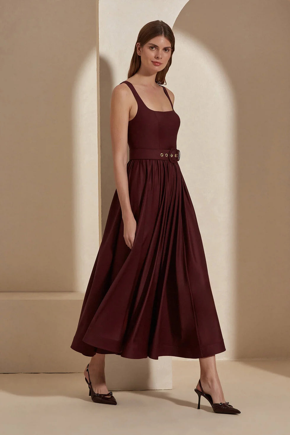 Corinna Cabernet Midi Dress