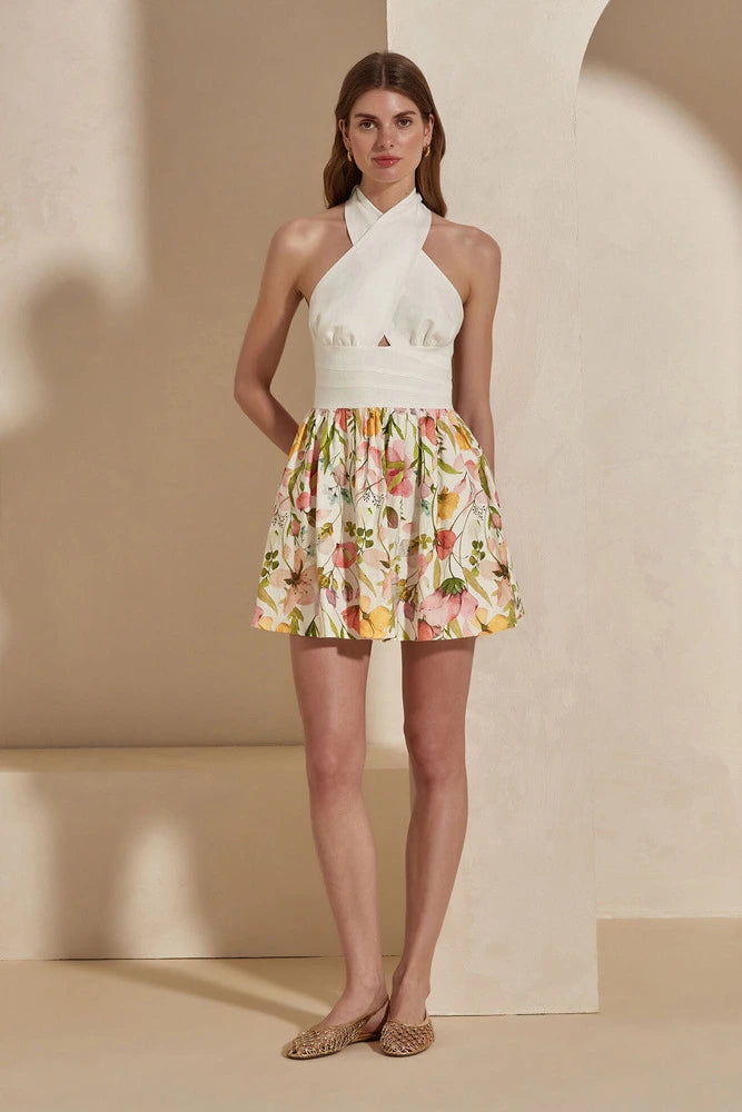 Apricot Blush Halter Neck Dress