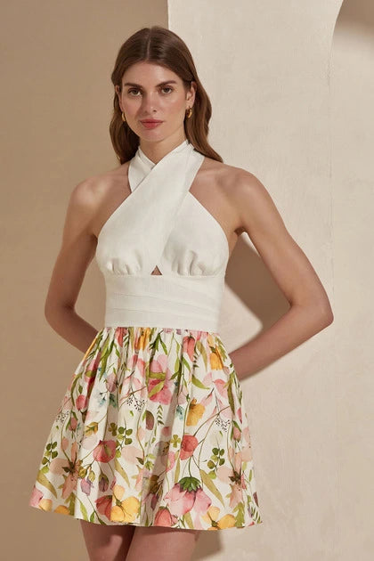 Apricot Blush Halter Neck Dress