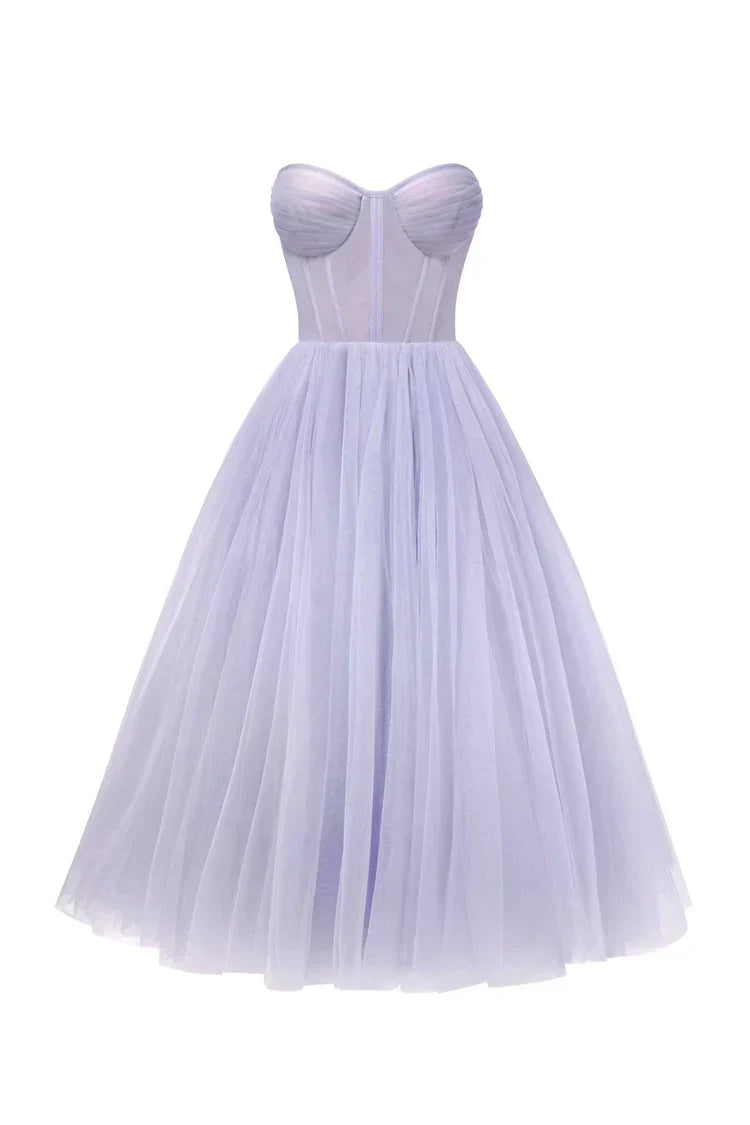 Lavender Strapless Puffy Dress