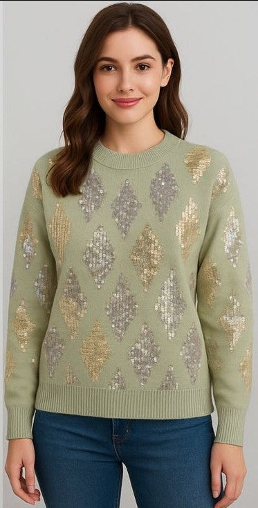 Textured Motif Crewneck