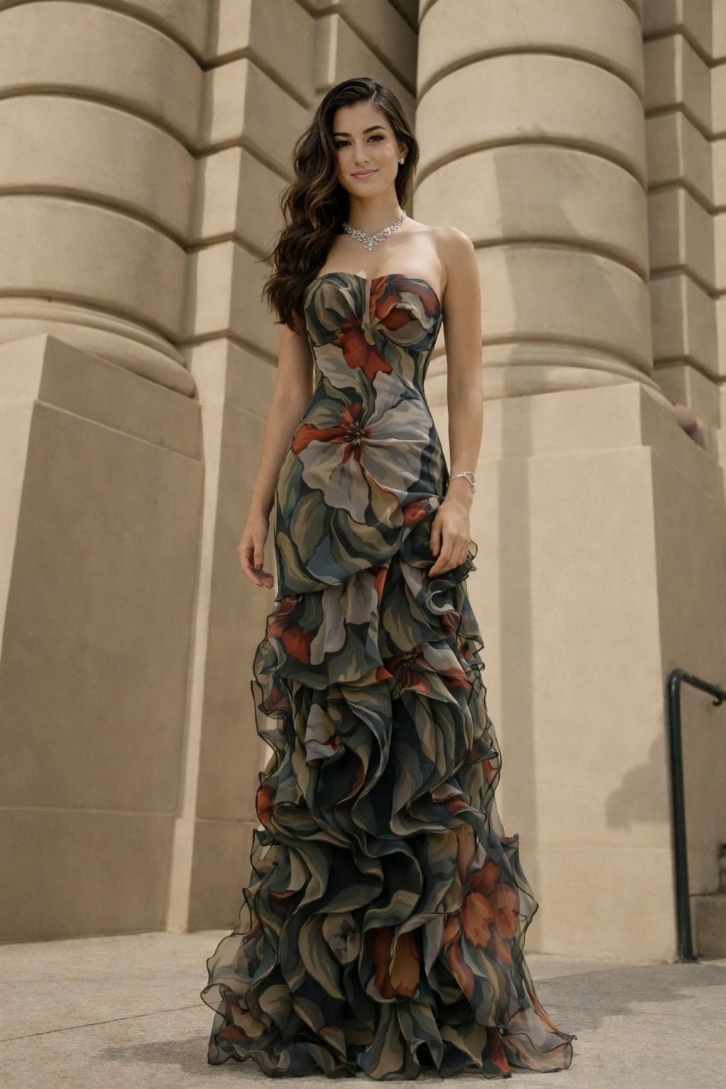 Noir Jardin Ruffle Gown