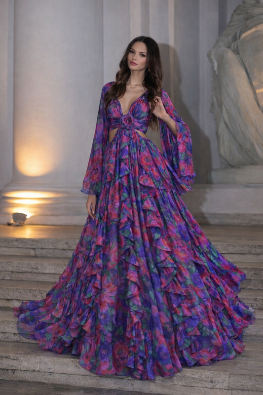 Enchanted Bloom Ruffle Gown
