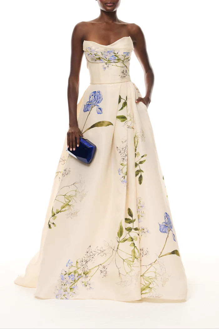 Botanical Peplum Elegance Dress