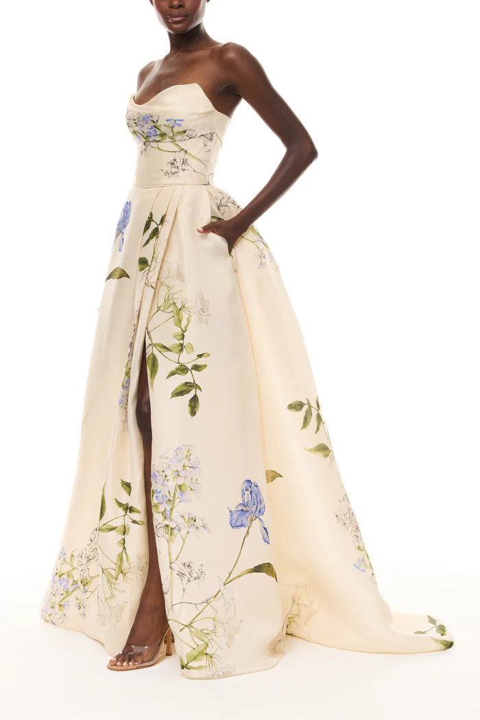 Botanical Peplum Elegance Dress