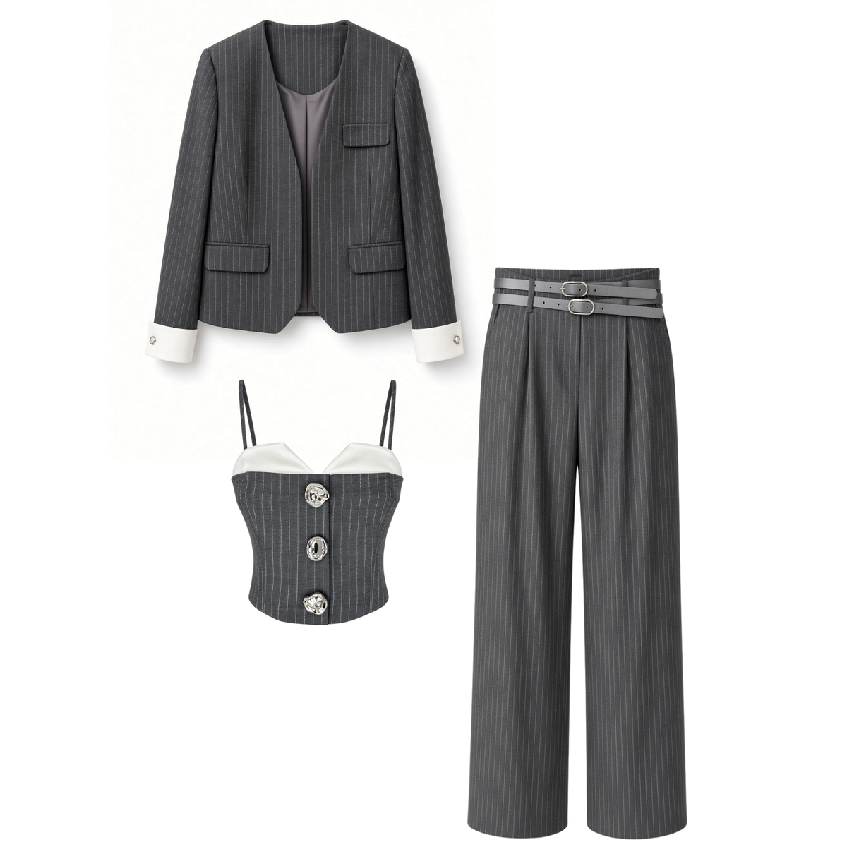 The Camille Pinstripe Set