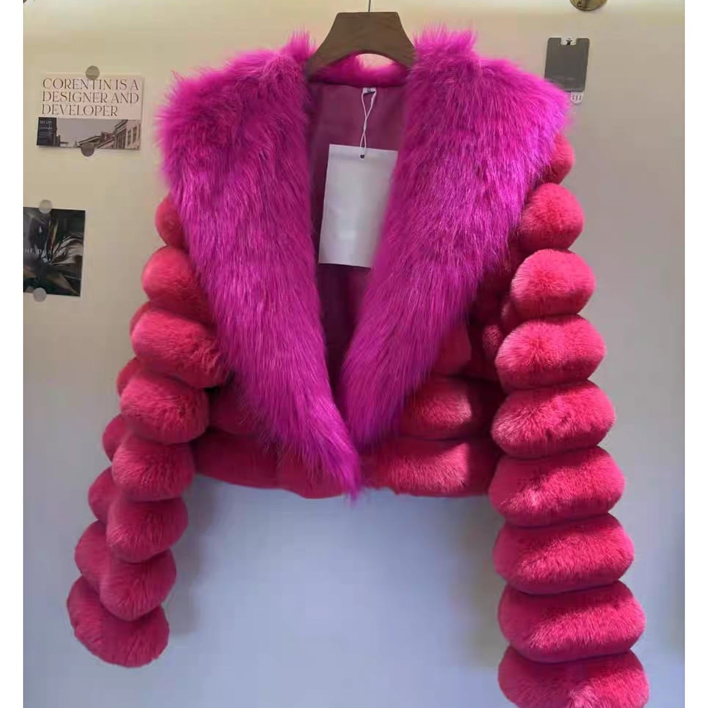 Aurelia Bubble-Sleeve Fur Jacket