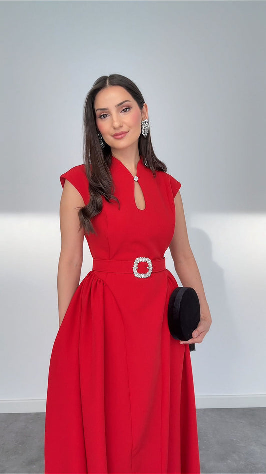 Embellished Belted Dress