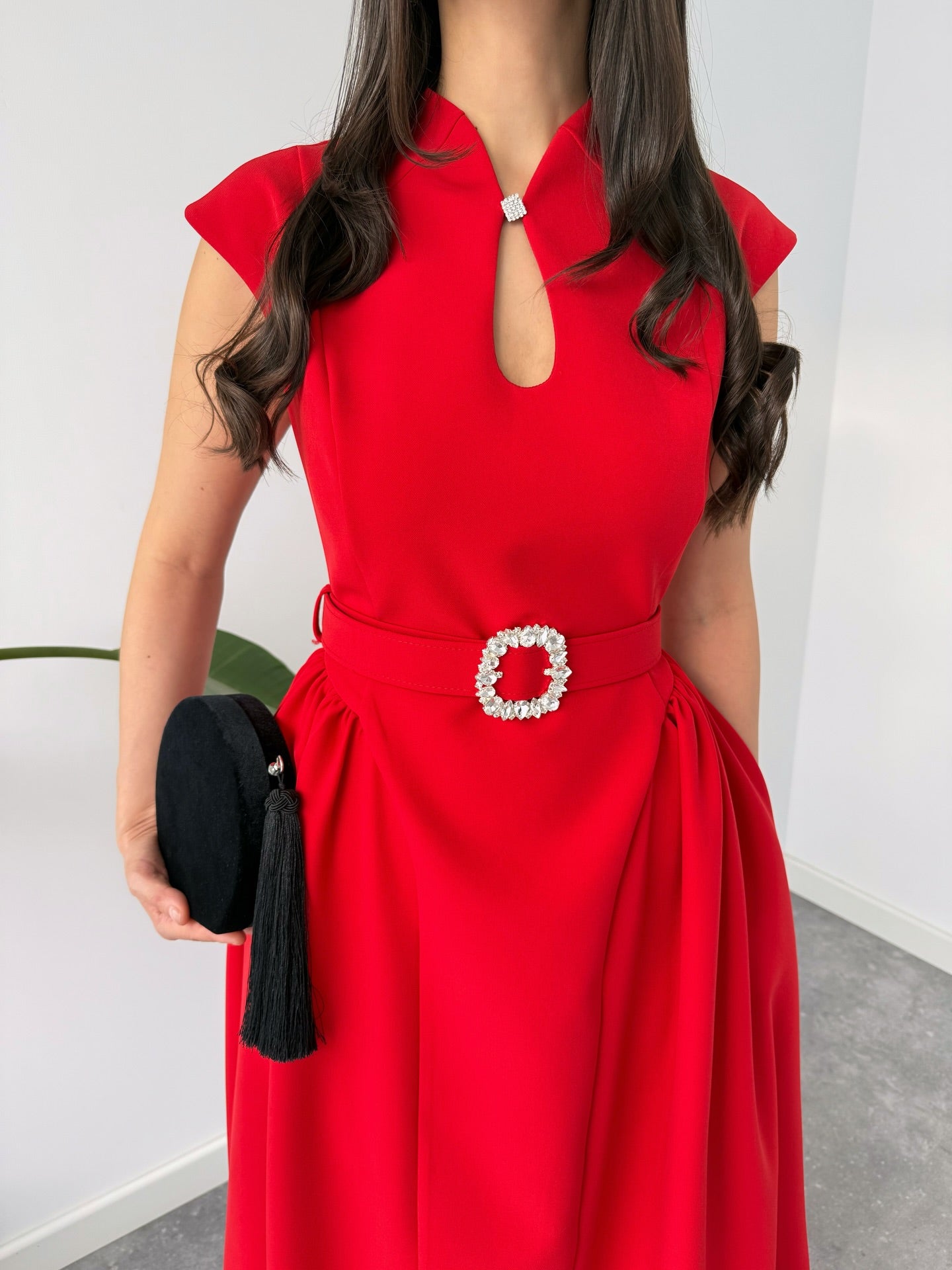 Embellished Belted Dress