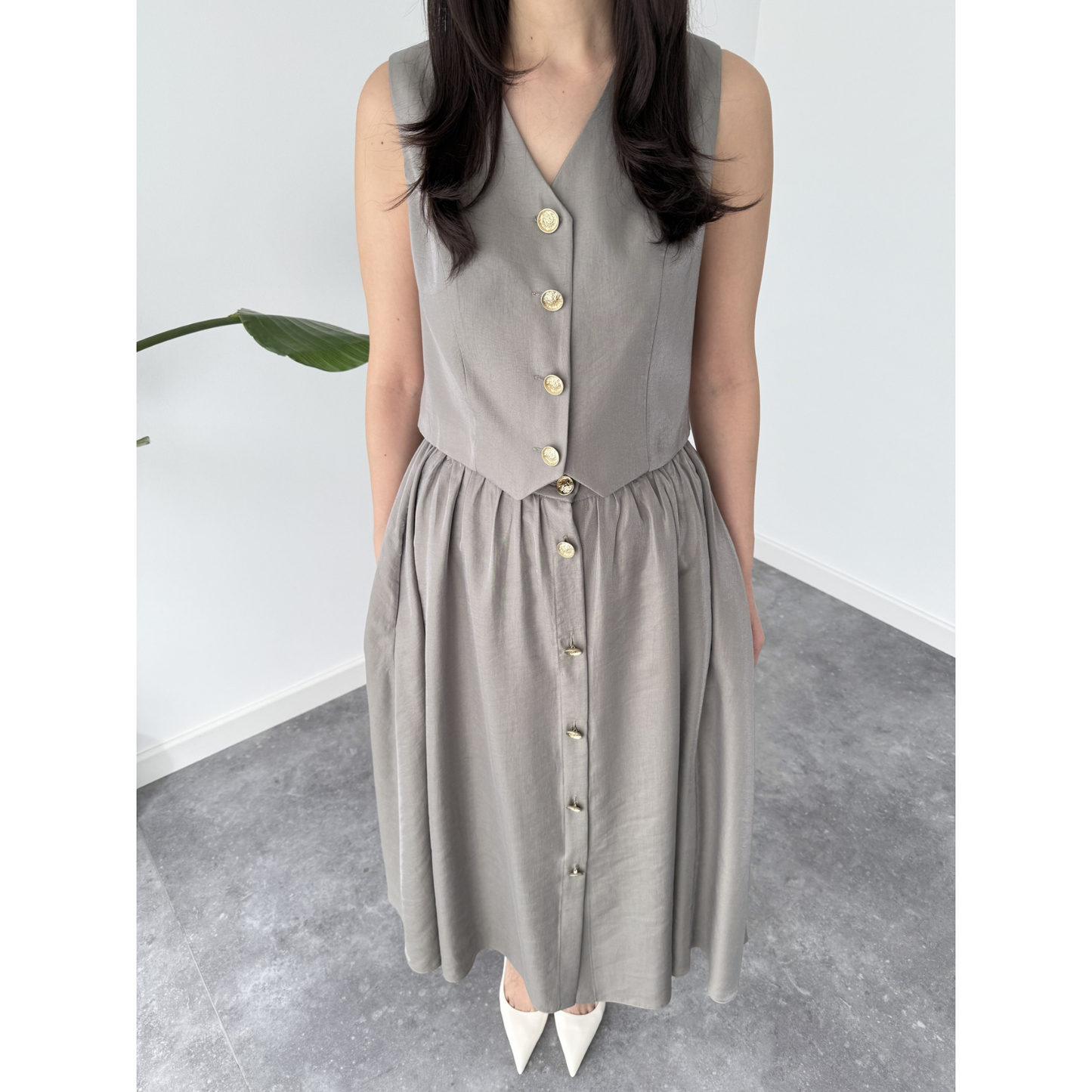 Gold Button Detailed Tencel Set