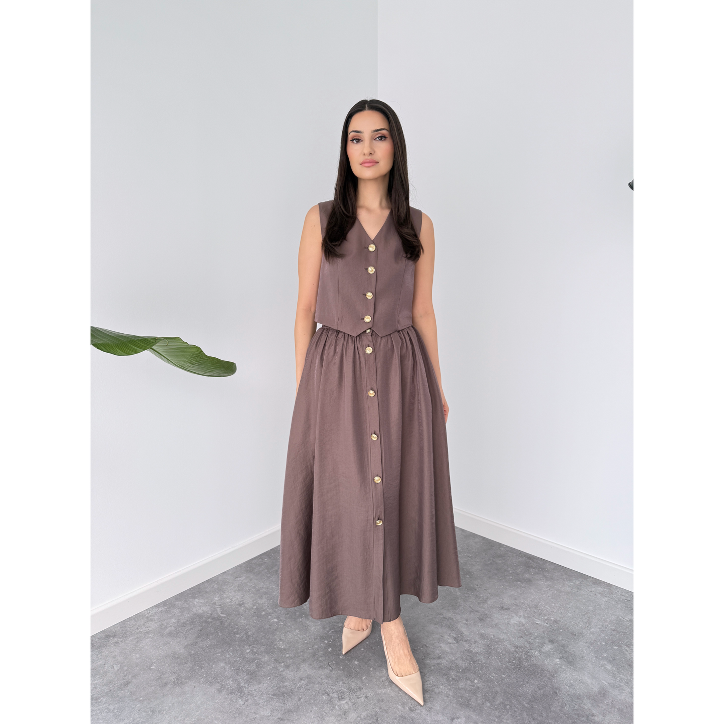 Gold Button Detailed Tencel Set