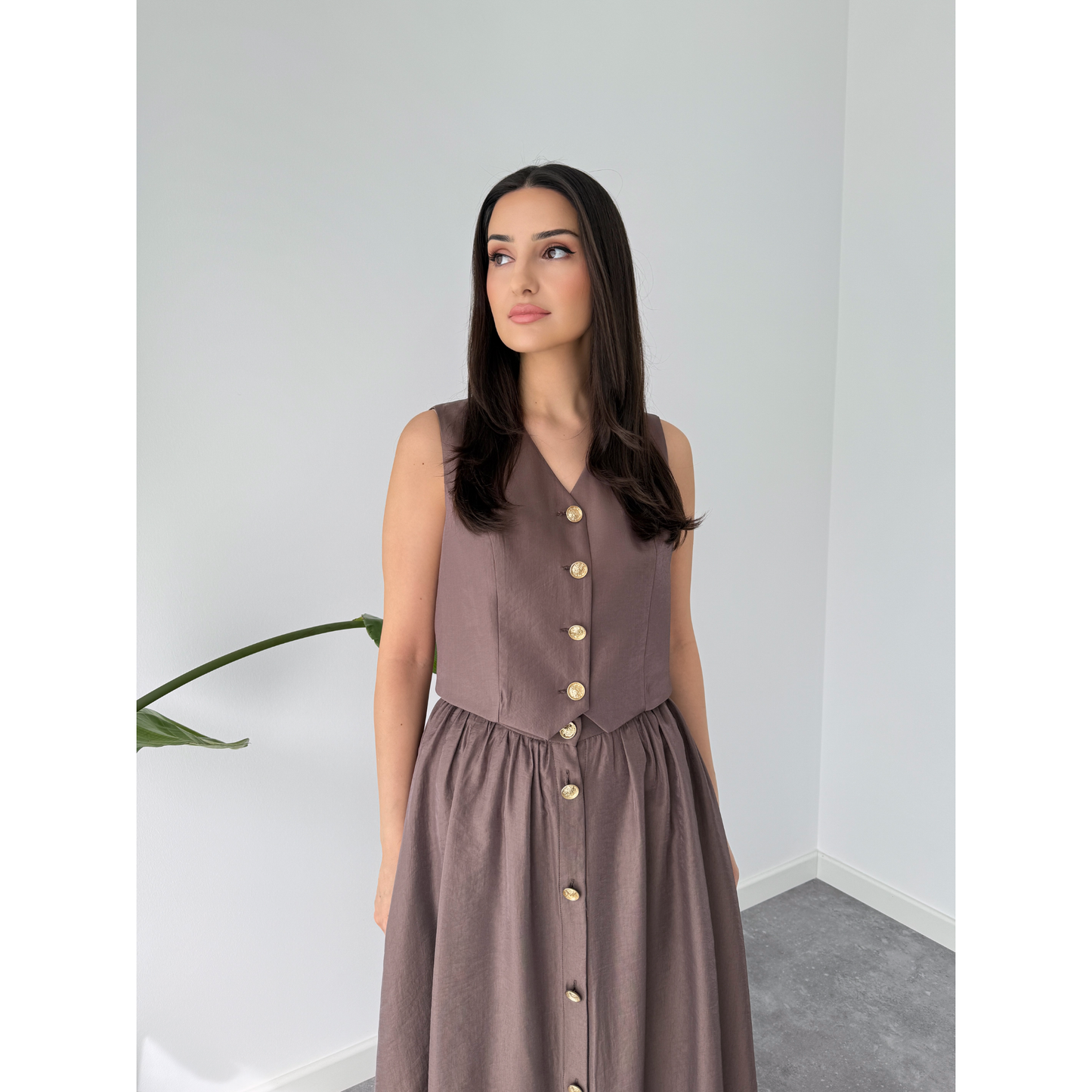 Gold Button Detailed Tencel Set