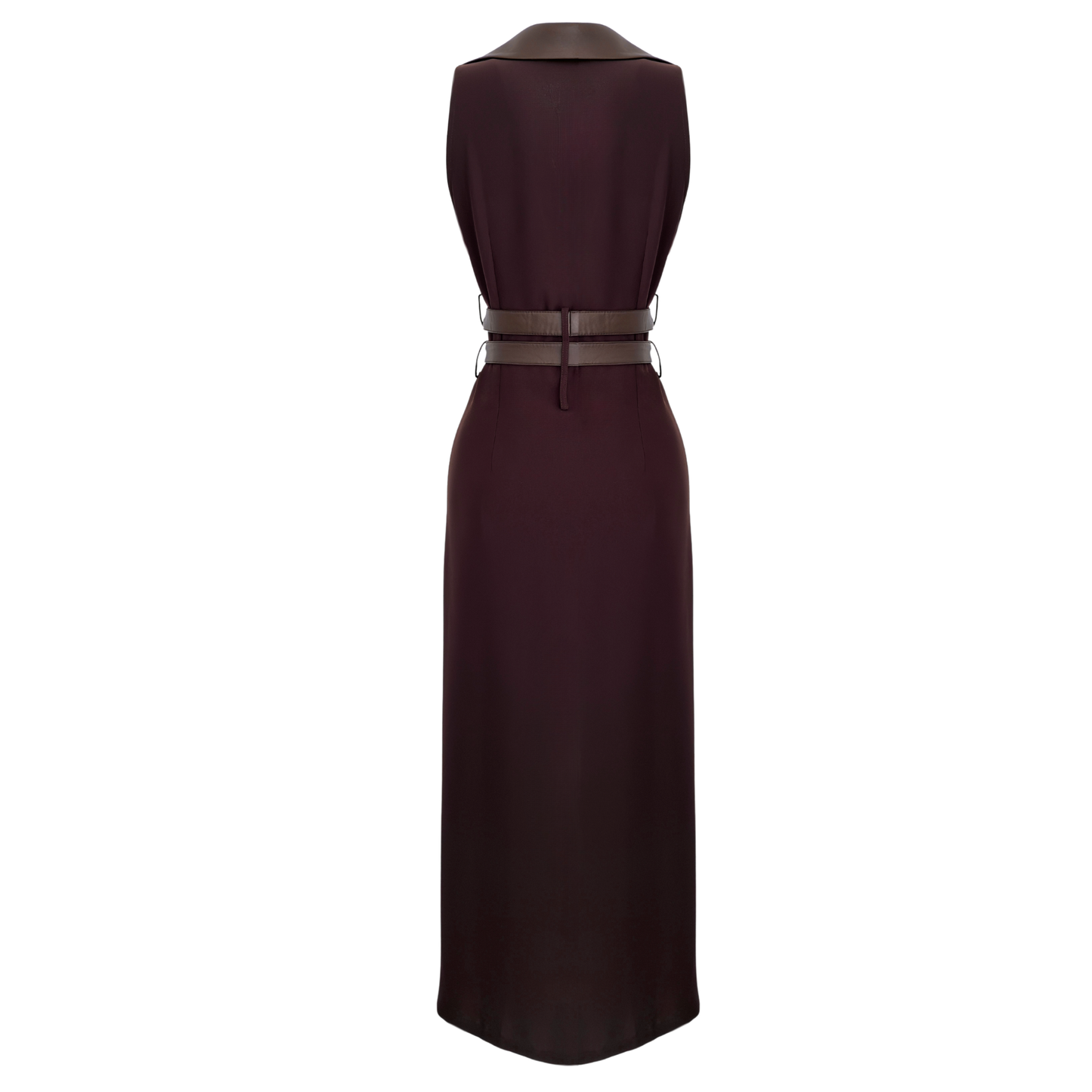 Belted Zipper Maxi Dress
