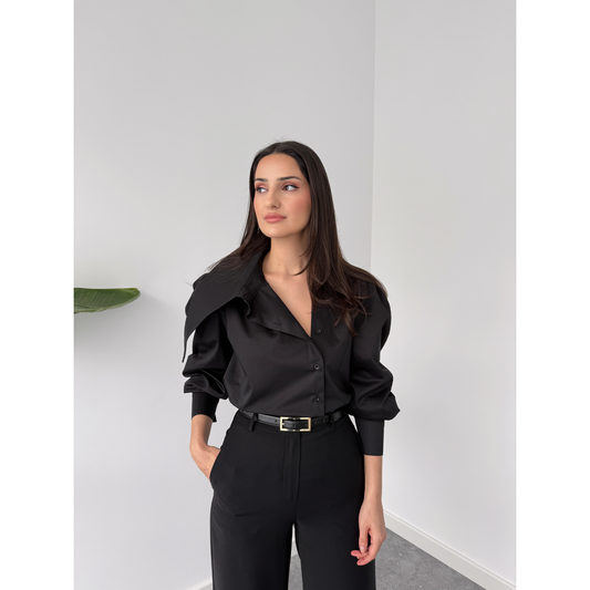 Berry Asymmetric Collar Detailed Shirt