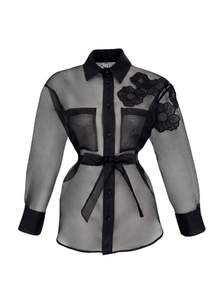 Floral Motif Sheer Shirt