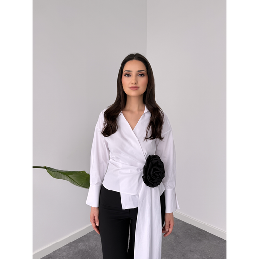 Floral Accent Wrap Shirt