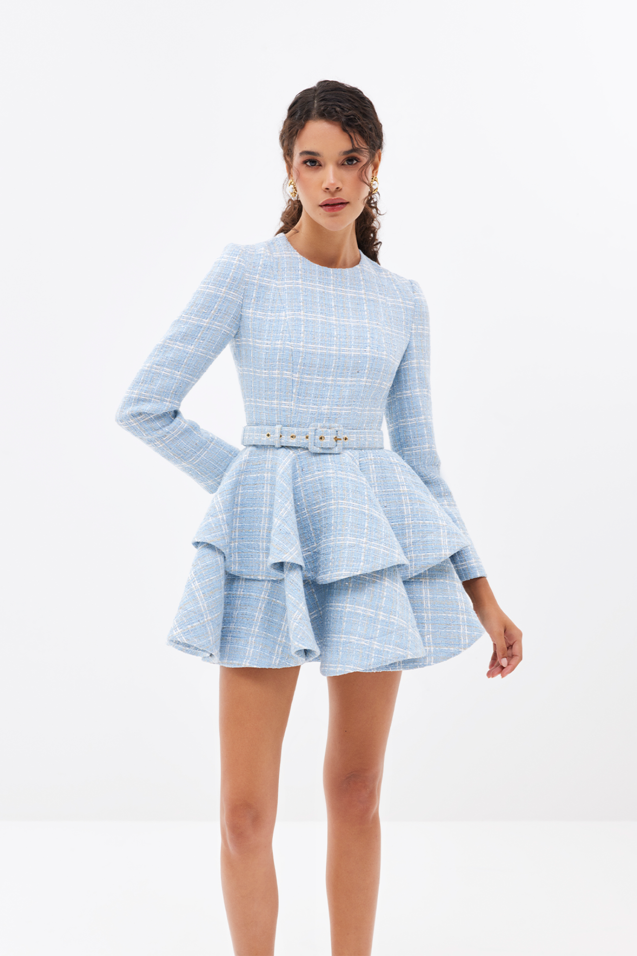 Blue Tweedia Mini Dress