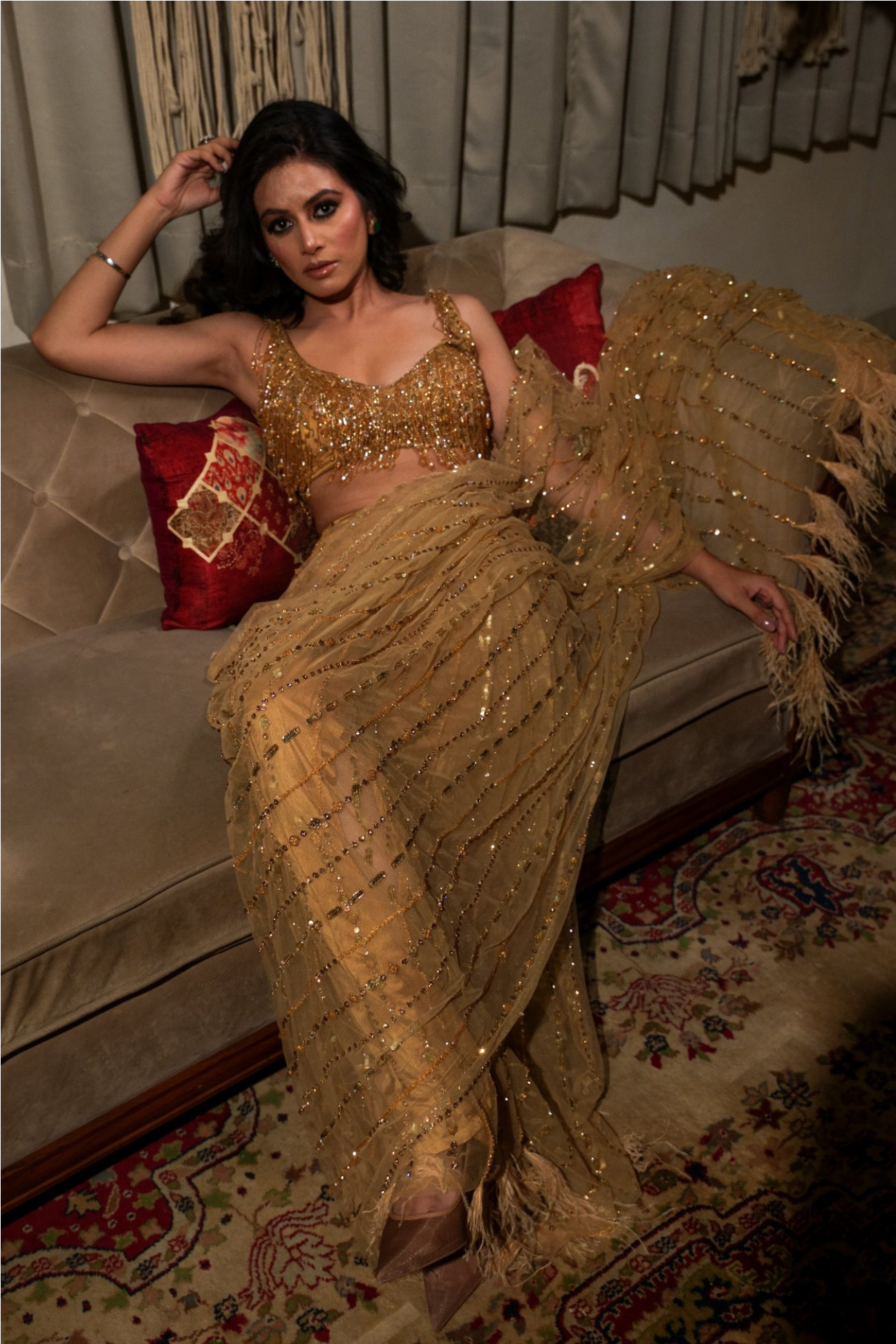 Golden Embellished Elegance Saree Set