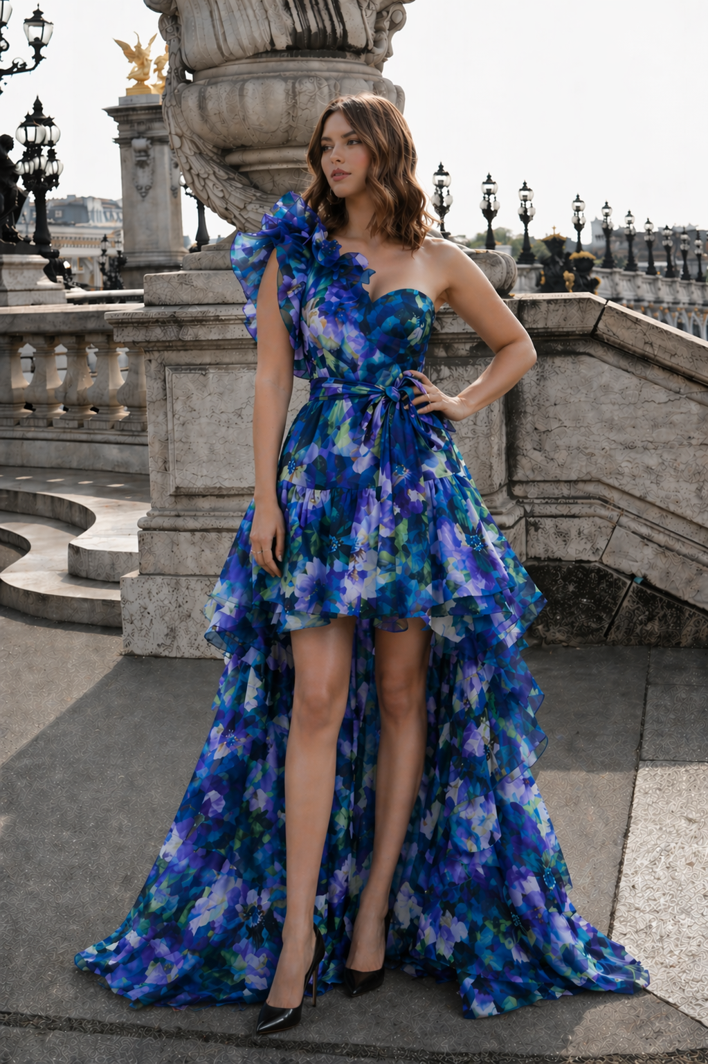 Midnight Azure Cascade Dress