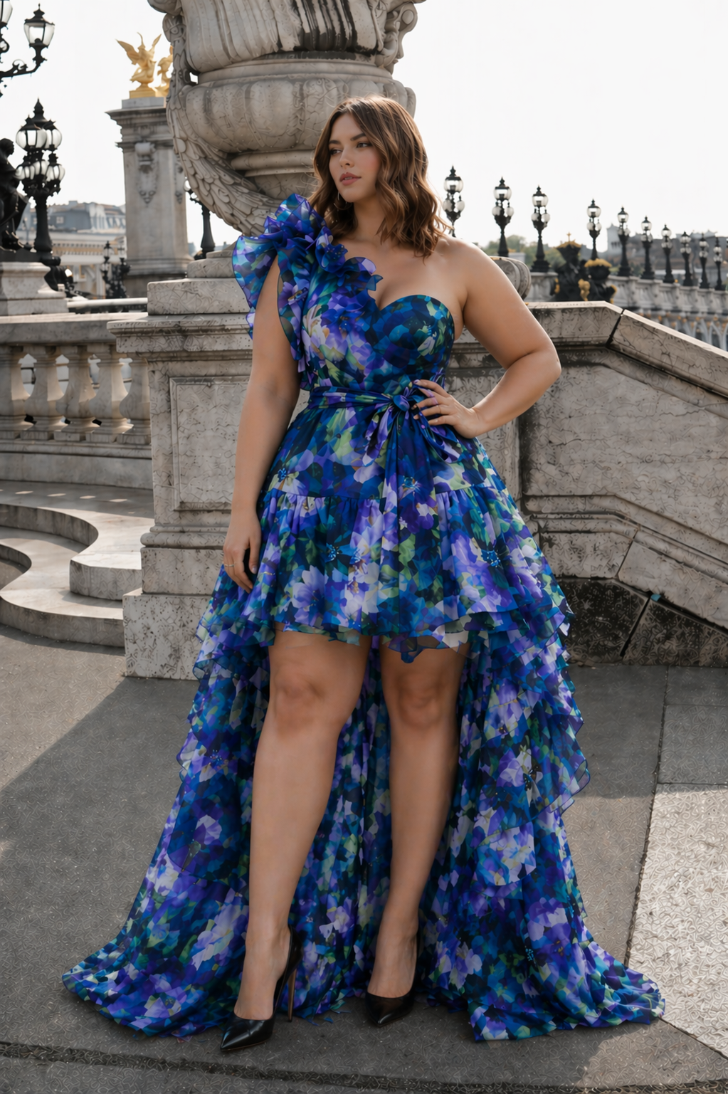 Midnight Azure Cascade Dress