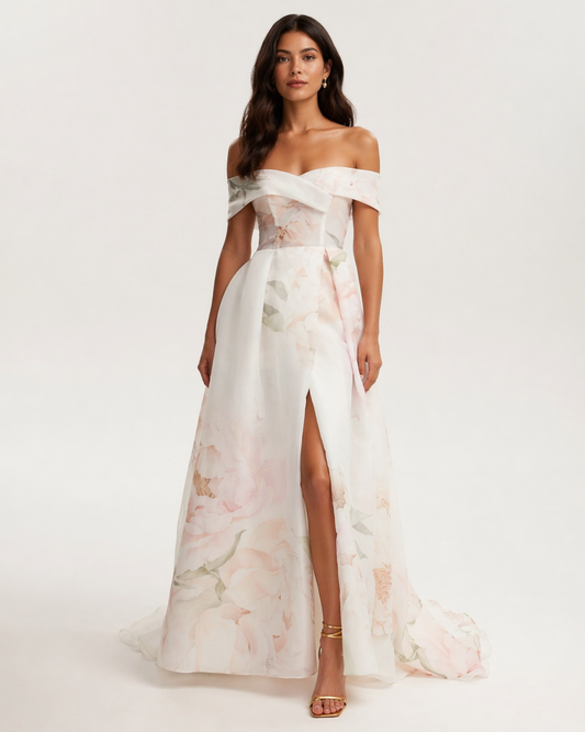 Refined Peony Off Shoulder Maxi Dress